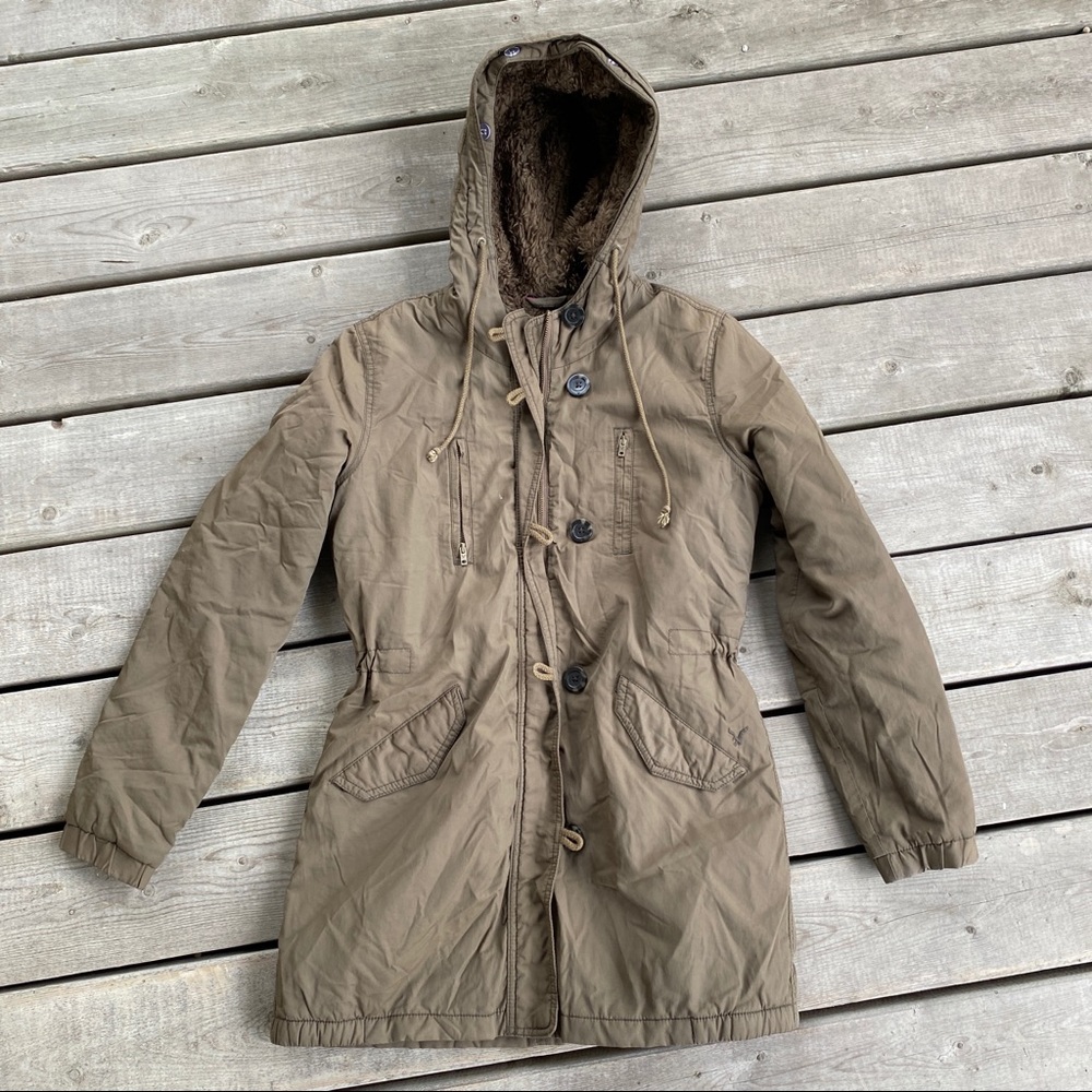 American Eagle Army Green Long Coat